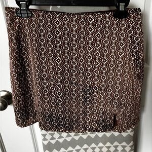 Hollister Brown and White Patterned Mini Skirt